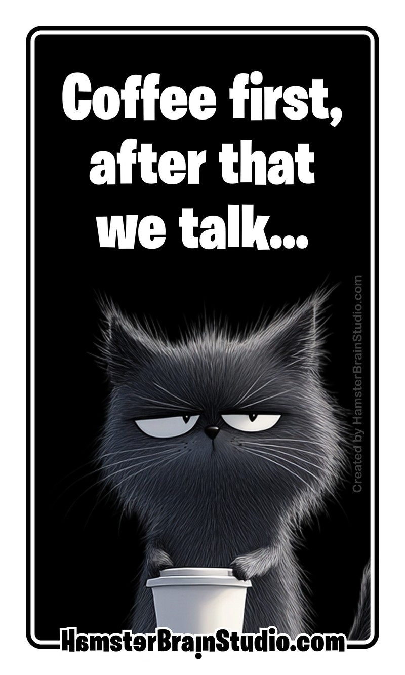 Coffee first and black cat!